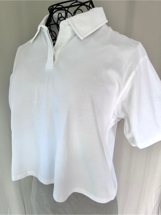 Hudson North Tops - Hudson North Organic Cotton Polo Shirt White Cropped Boxy L Minimalist Preppy